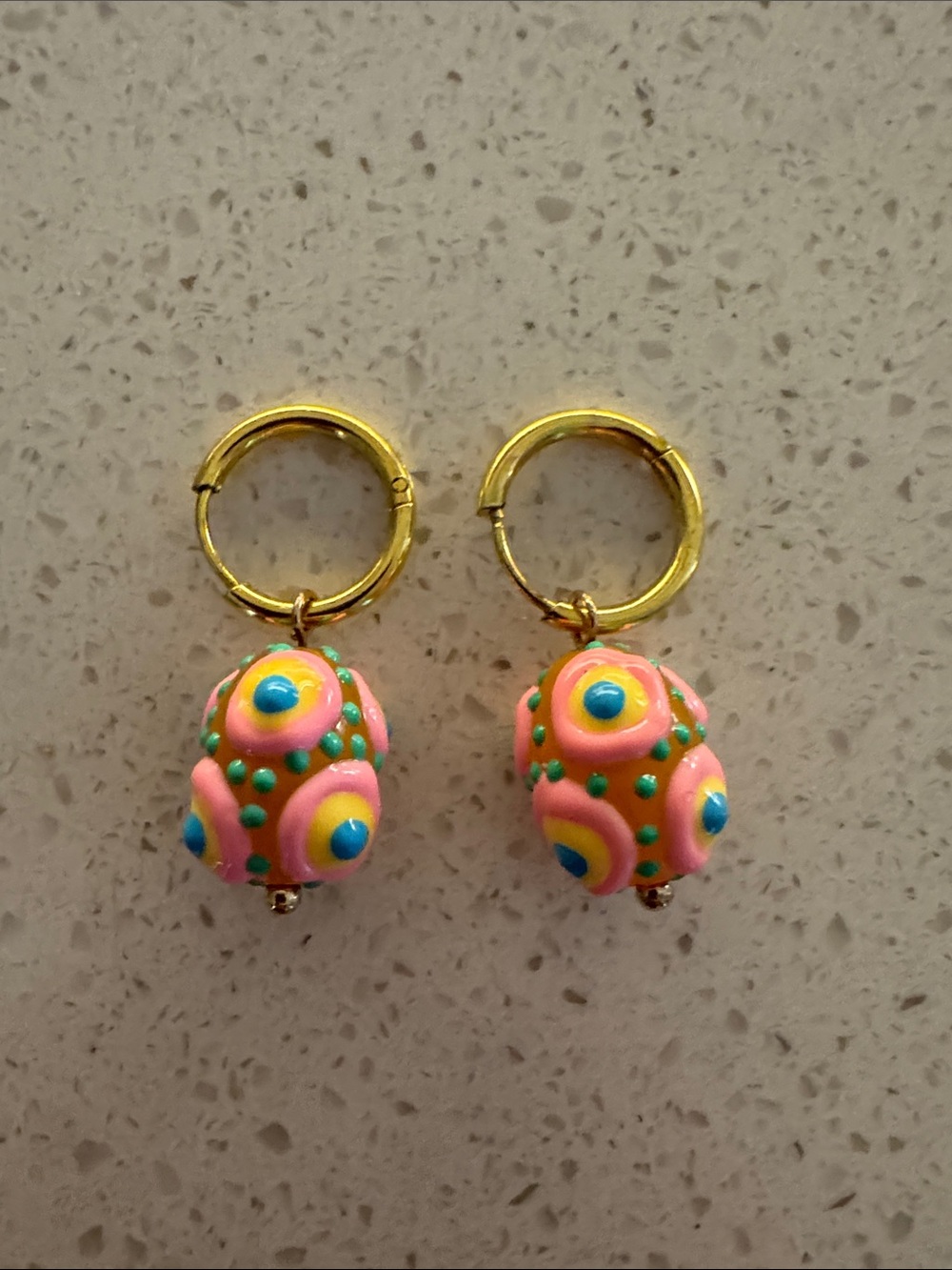 Pink Multicolor Glass Bead Earrings
